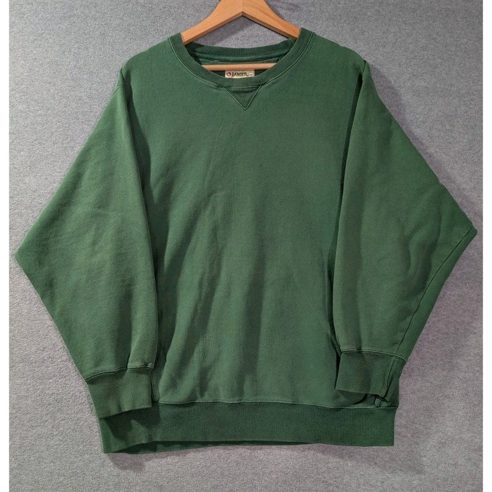 Gander Mtn Crewneck Sweatshirt Mens L Green Blank Heavily Faded Pullover Baggy